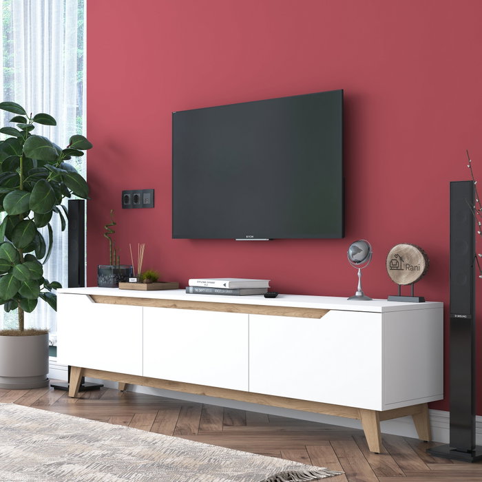 Hanah Home Soporte de TV D1 - 2472 Blanco y Nogal